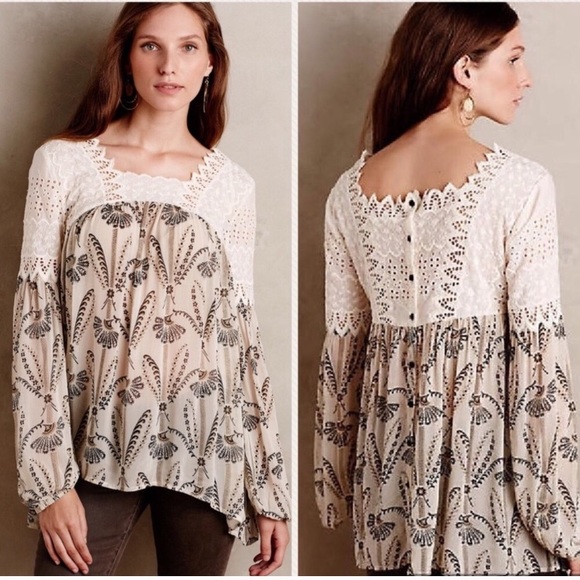 Anthropologie Tops - Anthropologie Floreat Cantata Eyelet Peasant Top